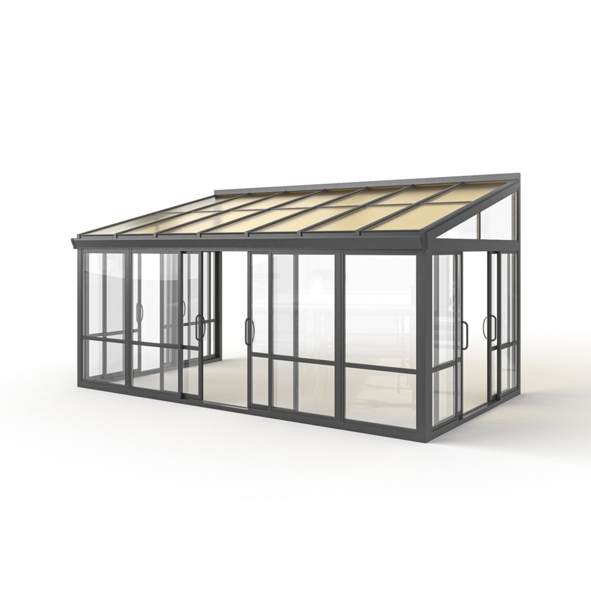 Vistas™ Sliding Door Glass Sunroom &amp; Solarium (Black – 16.7 ft. Wide)