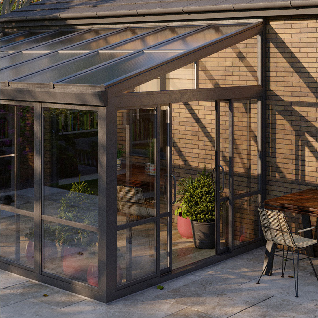 Vistas™ Sliding Door Glass Sunroom &amp; Solarium (Black – 16.7 ft. Wide)