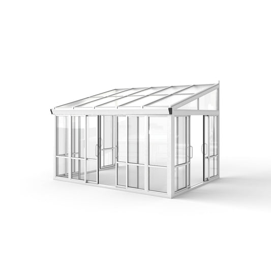 Vistas™ Sliding Door Glass Sunroom &amp; Solarium (White – 12 ft. Wide)