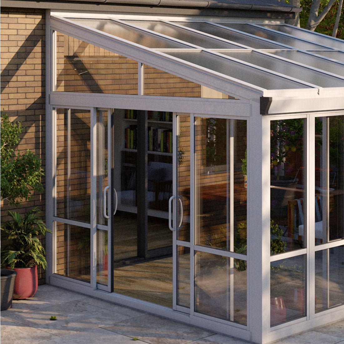 Vistas™ Sliding Door Glass Sunroom &amp; Solarium (White – 12 ft. Wide)