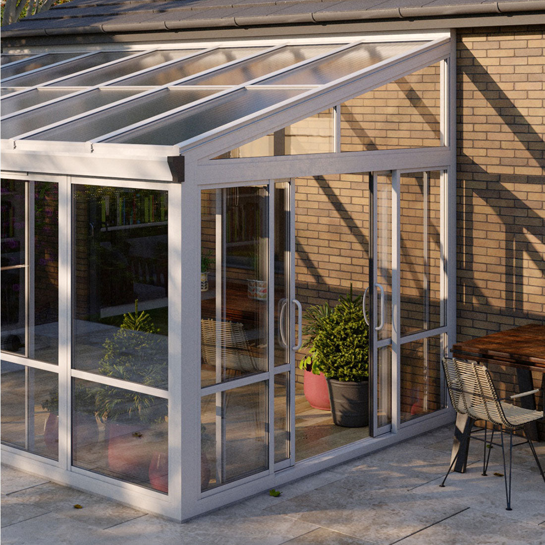 Vistas™ Sliding Door Glass Sunroom &amp; Solarium (White – 16.7 ft. Wide)