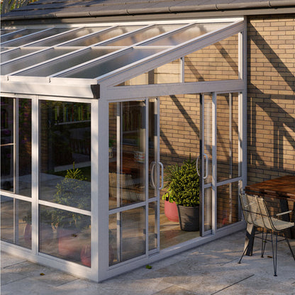 Vistas™ Sliding Door Glass Sunroom &amp; Solarium (White – 16.7 ft. Wide)