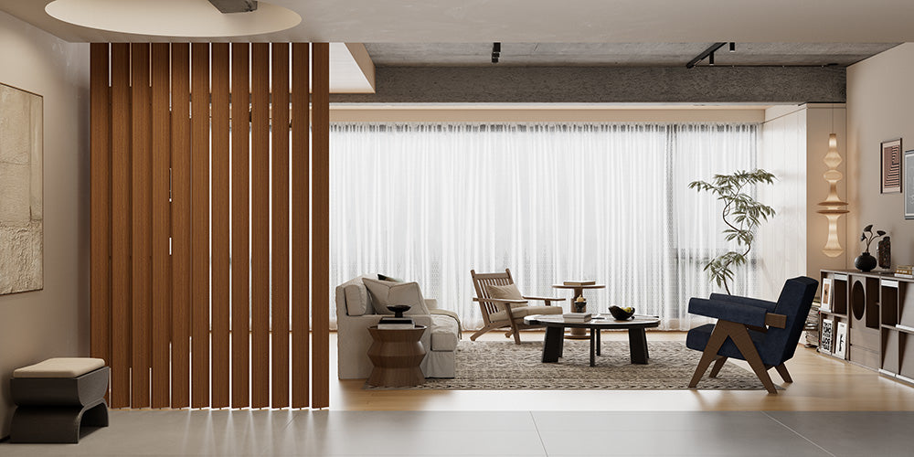 Swivel Slat Wood Room Divider Wall Partition – Antique Maple Room Separator, Privacy Screen