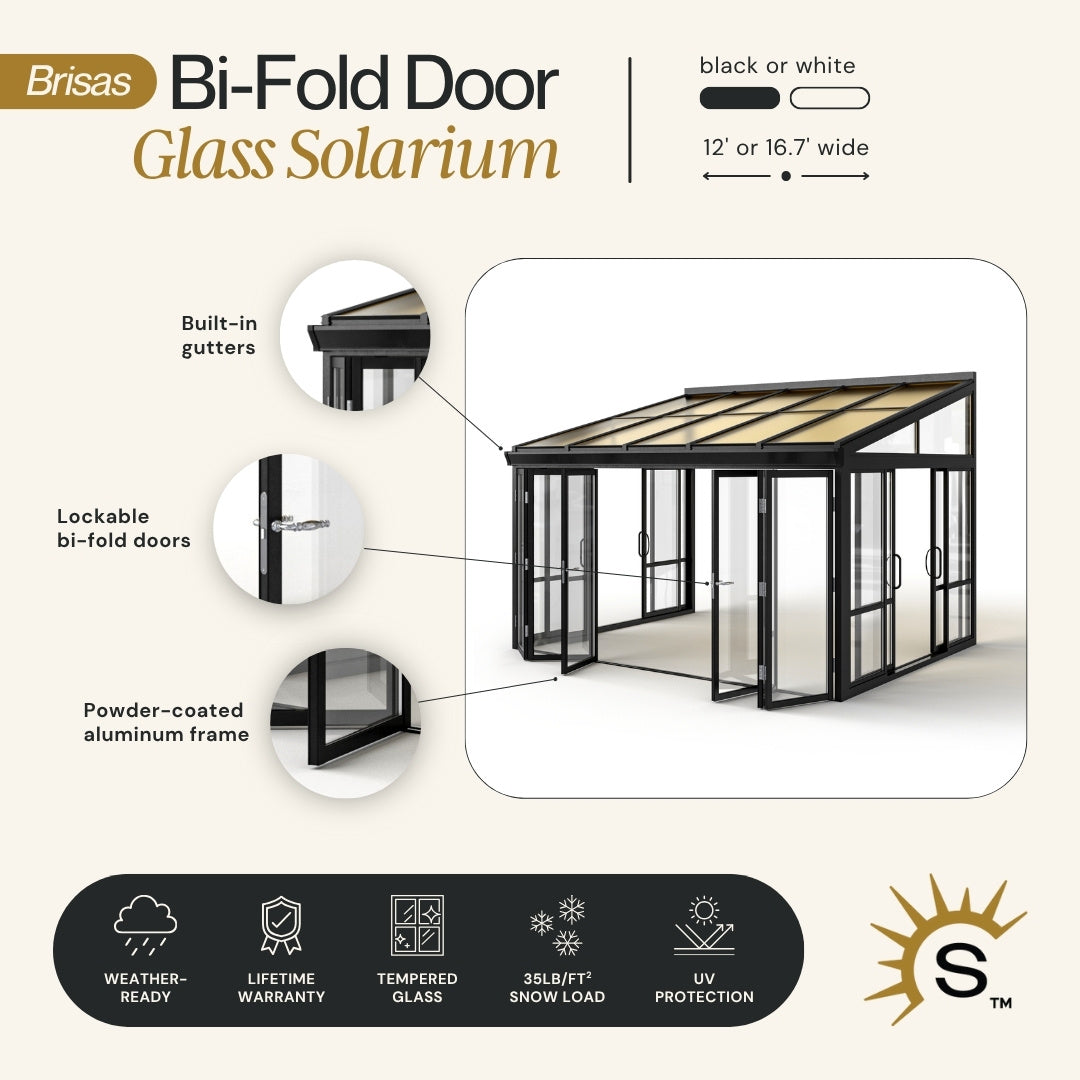 Brisas™ Bi-Fold Door Glass Sunroom & Solarium (Charcoal Gray