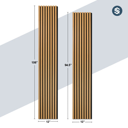 Natural Oak Acoustic Wall Panels Soundproof Slat Wood Cladding Siding (12" Wide 2pc./Box)