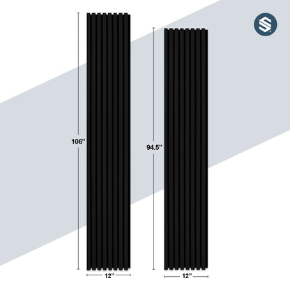 Ultra Black Acoustic Slat Wood Paneling for Soundproofing Walls (12" Wide 2pc./Box)