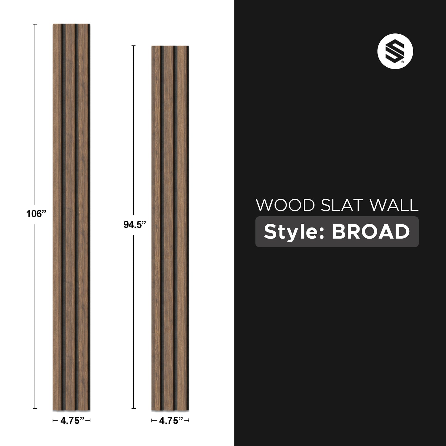 Antique Oak With Black Accents Slat Wood Wall Panels - Broad