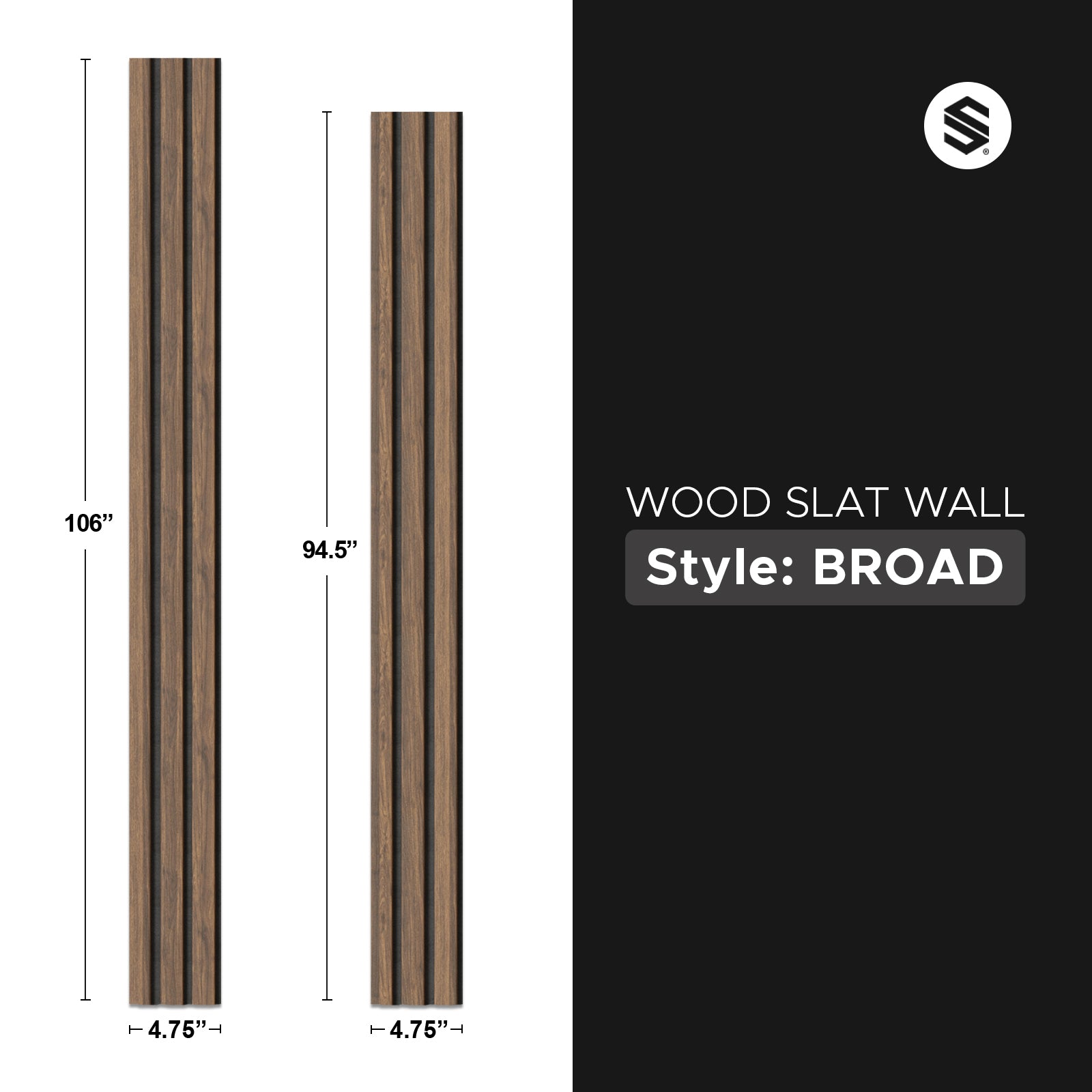 Antique Oak With Black Accents Slat Wood Wall Panels - Broad