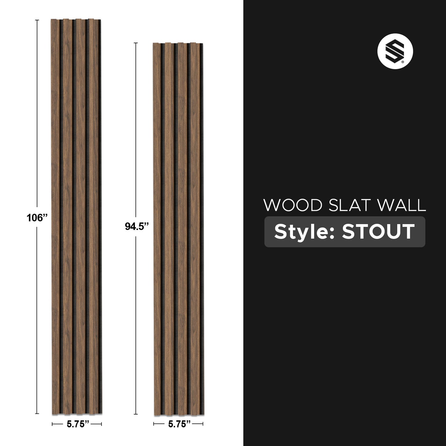 Antique Oak With Black Accents Wood Slat Panels for Walls - Stout