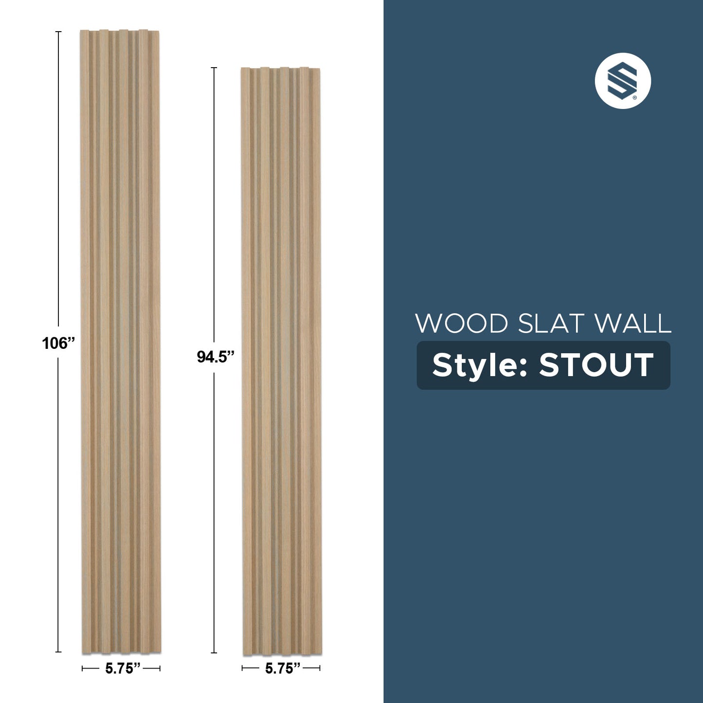Light Walnut Wood Slat Panels for Walls - Stout (94" x 5 3/4")