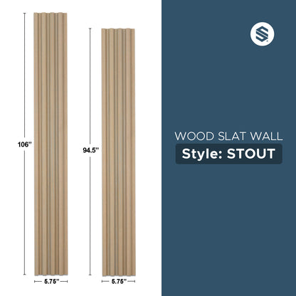 Light Walnut Wood Slat Panels for Walls - Stout (94" x 5 3/4")