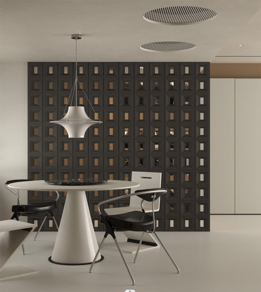 Gray PU Hollow Bricks Wall Partition – Modern Room Divider & Outdoor Privacy Screen