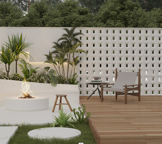 White PU Hollow Bricks Wall Partition – Modern Room Divider & Outdoor Privacy Screen