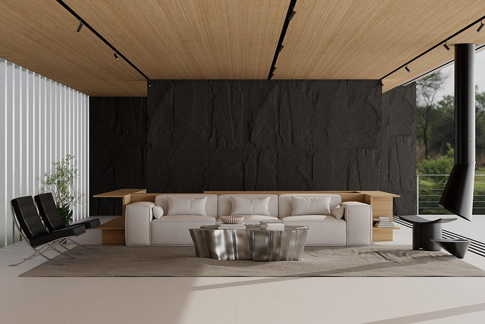 Black Faux Stone Wall Panels – Waterproof 3D Wall Tile for Interior & Exterior Decor