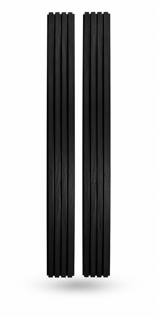 Enhanced Grain – Ultra Black Exterior Composite Slat Wall Paneling | Wood-Grain Finish