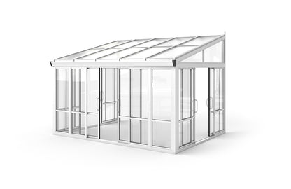Vistas™ Sliding Door Glass Sunroom & Solarium (White – 12 ft. Wide)