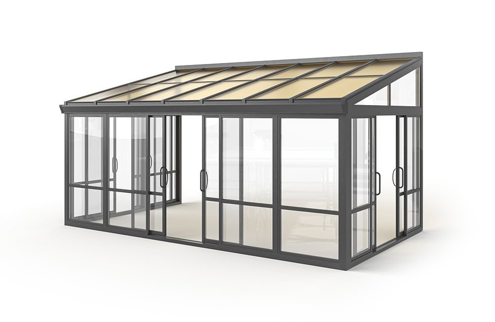 Vistas™ Sliding Door Glass Sunroom & Solarium (Black – 16.7 ft. Wide)