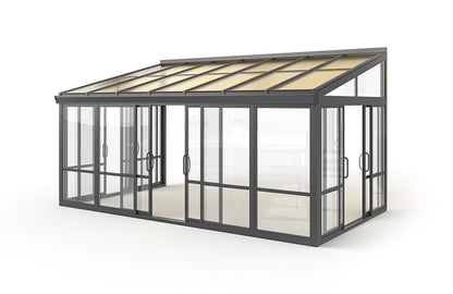 Vistas™ Sliding Door Glass Sunroom & Solarium (Black – 16.7 ft. Wide)