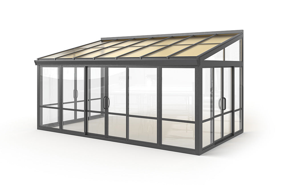 Vistas™ Sliding Door Glass Sunroom & Solarium (Black – 16.7 ft. Wide)