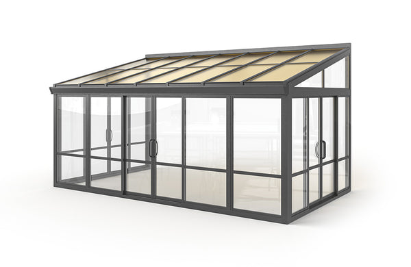 Vistas™ Sliding Door Glass Sunroom & Solarium (Black – 16.7 ft. Wide)