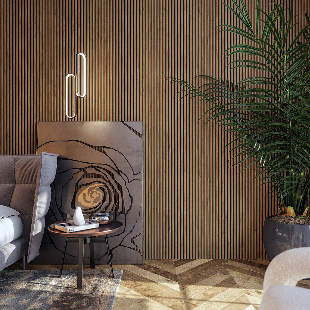 Half-Round Wood Column Acoustic Sound Panel for Walls - Teak