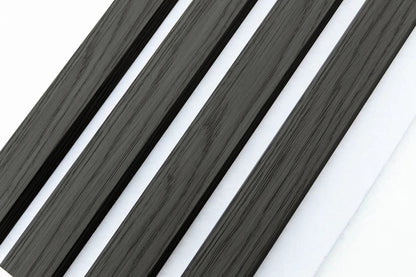 Black Oak Acoustic Wall Panels With Pure-White Accents Interior Soundproof Slat Wood Siding (Coastal Collection)