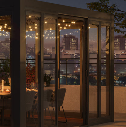 Cielos™ Louvered Roof Glass Pergola Outdoor Metal Gazebo Cabana Structure – Black 13' × 10' ft