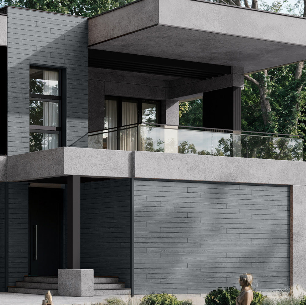 Enhanced Grain Wood-Like Composite Siding, Exterior Wall Paneling - Graphite Charcoal Gray
