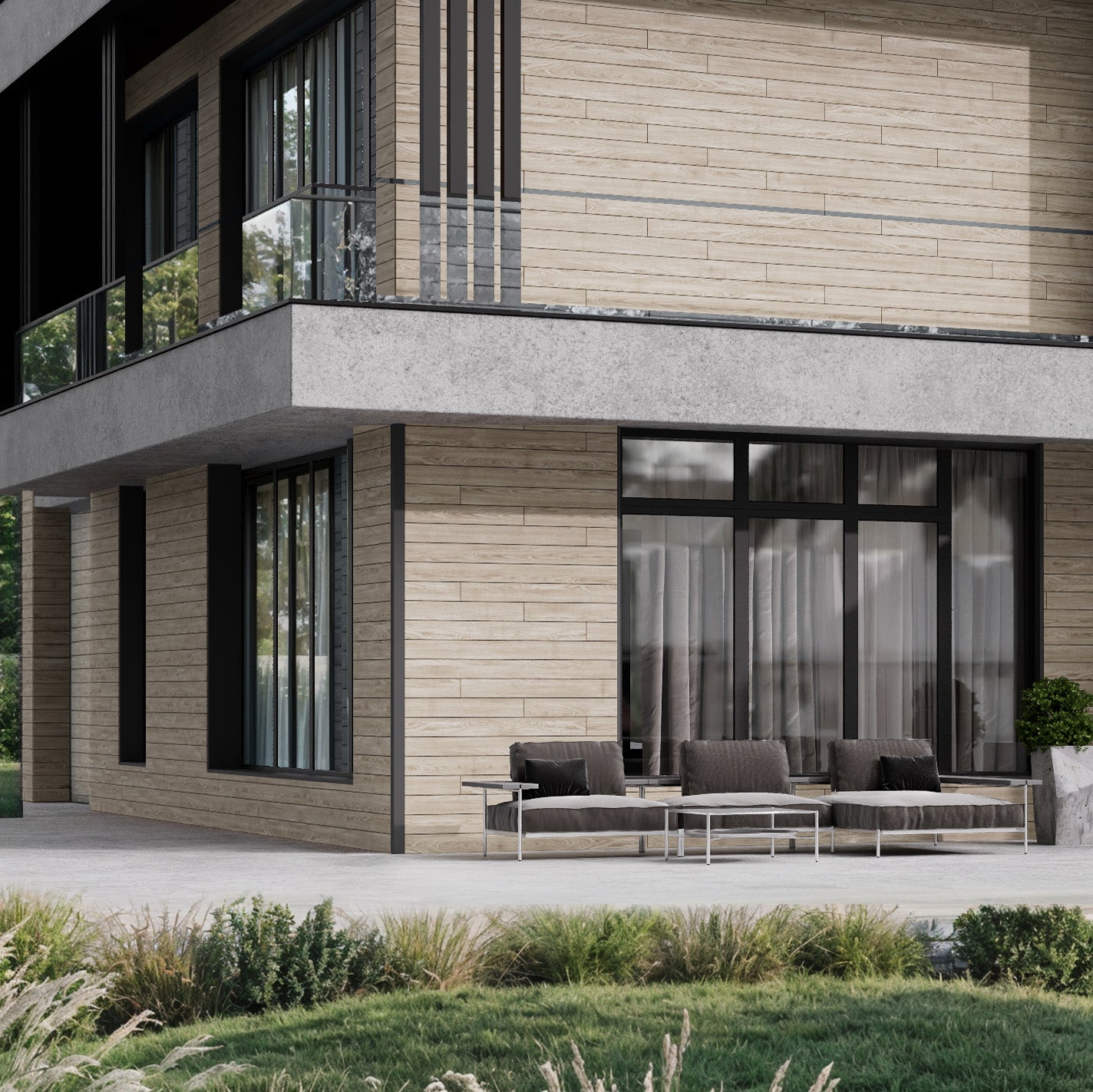 Enhanced Grain Wood-Like Composite Siding, Exterior Wall Paneling - Weathered Oak