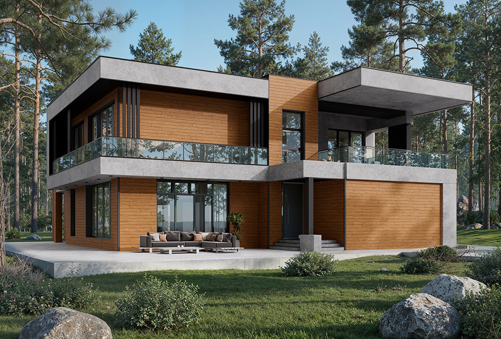 Enhanced Grain Wood-Like Composite Siding, Exterior Wall Paneling - Weathered Teak