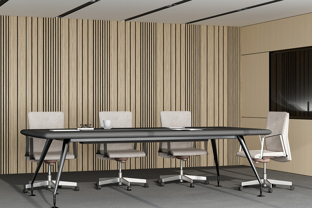 Combo-Slat Alternating Widths Acoustic Wood Wall Panels - Light Walnut