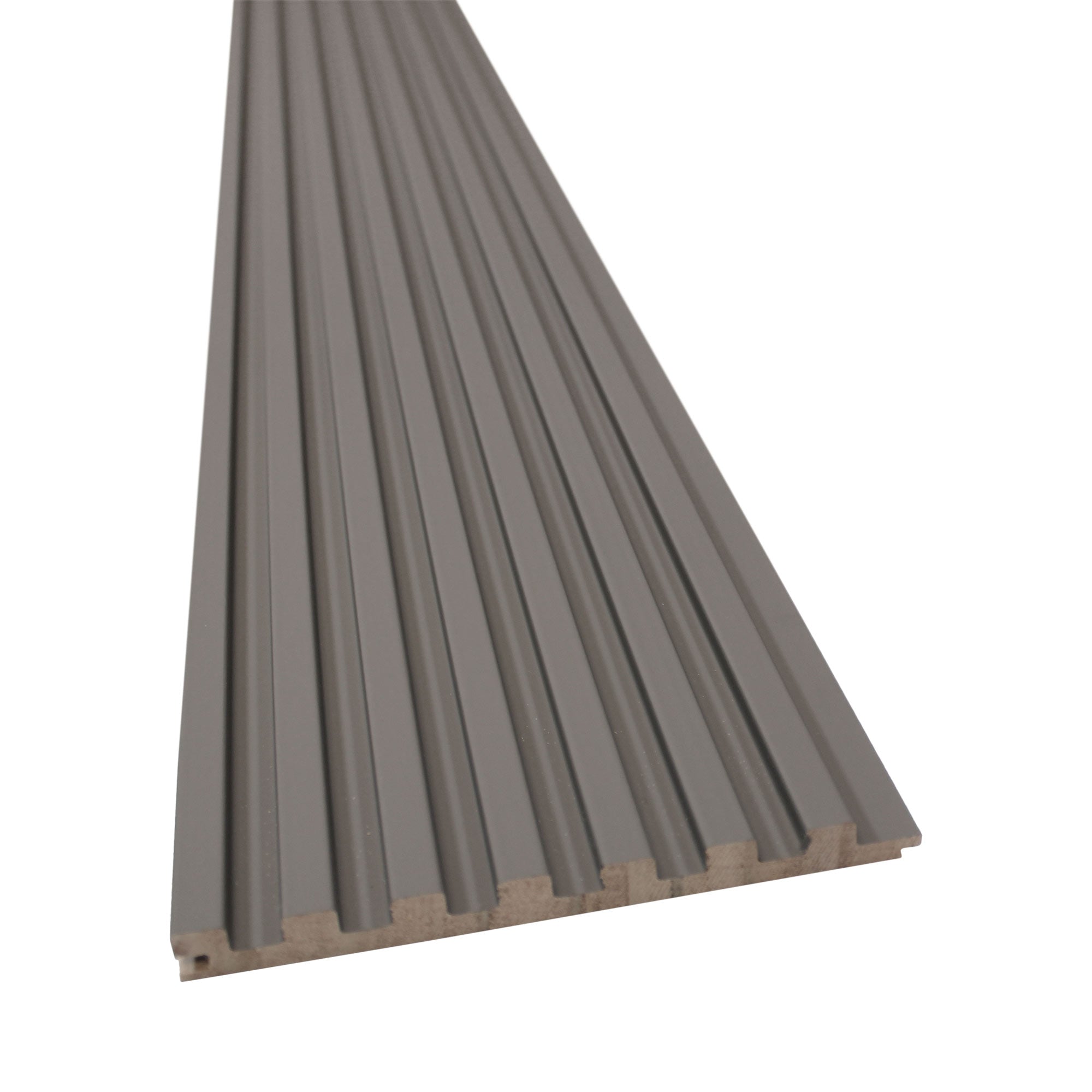 Gray Ridged Slats Pebble Gray Slat Wood Panels for Walls - Sleek (106