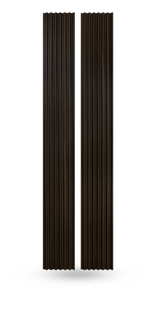 Kona Brown Slat Wood Panels for Walls - Sleek (106" x 5 3/4")