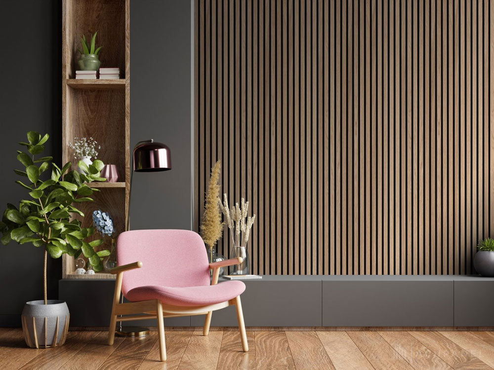 Light Oak Vinyl Slat Panels For Walls