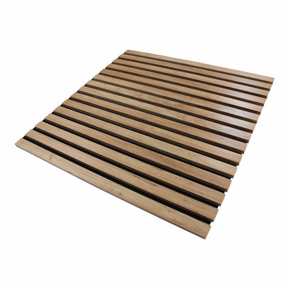 Light Walnut Acoustic Slat Wood Paneling for Soundproofing Walls - Square Tiles (24" x 24")