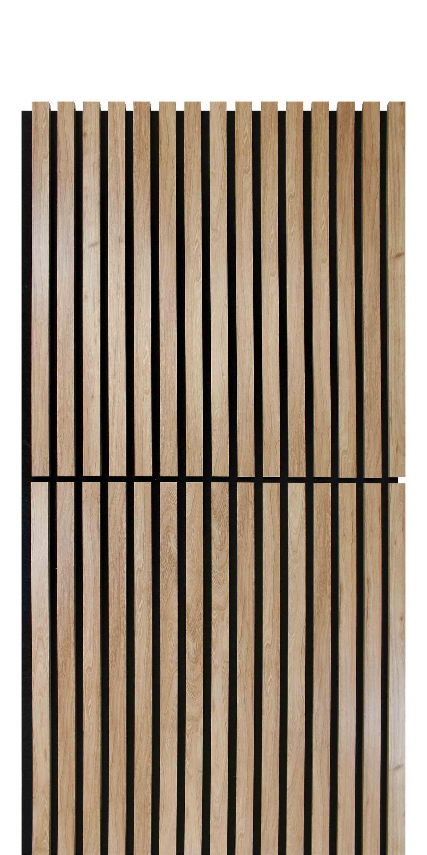 Light Walnut Acoustic Slat Wood Paneling for Soundproofing Walls - Square Tiles (24" x 24")