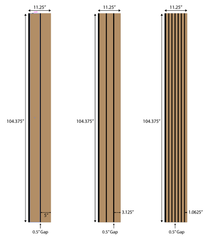 Combo-Slat Alternating Widths Acoustic Wood Wall Panels - Light Walnut