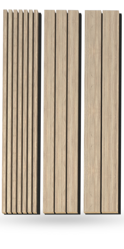 Combo-Slat Alternating Widths Acoustic Wood Wall Panels - Light Walnut