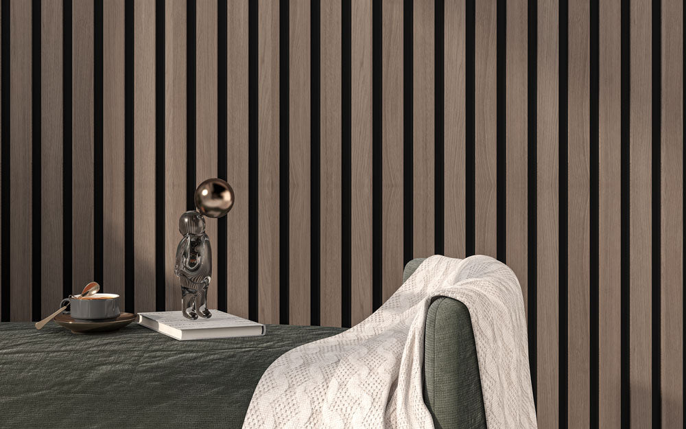 Natural Oak Acoustic Slat Wood Paneling White Felt Backing ...