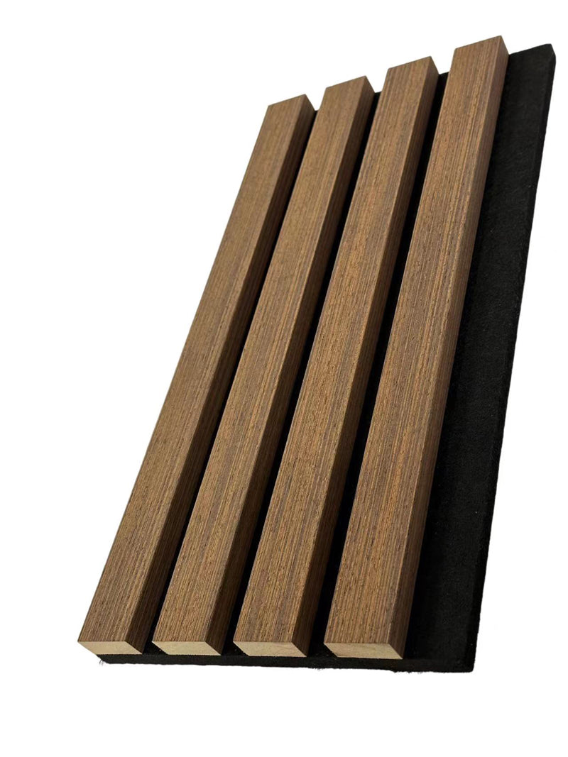 Peruvian Walnut Acoustic Wall Panels Real Wood Veneer Three-Sided Slats
