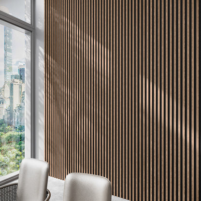 Antique Oak With Black Accents Slat Wood Wall Panels - Broad