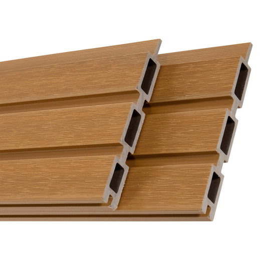 All-Weather WPC Composite Fence Slat Panel System - Weathered Teak