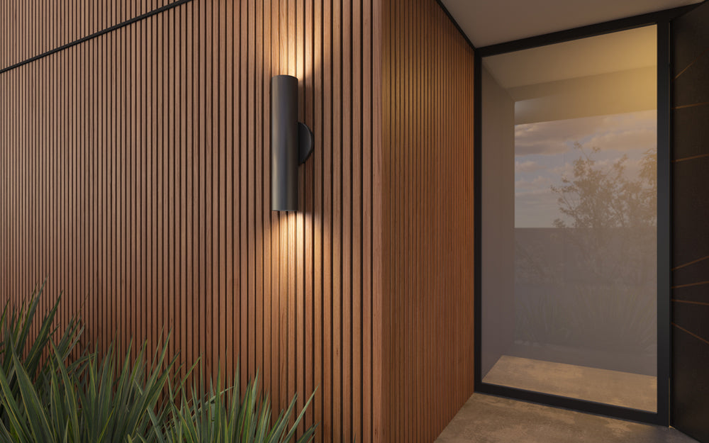 Weathered Teak With Black Accents Exterior Slat Wall Paneling, Cladding, Siding for Outdoors