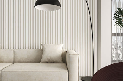 white on white acoustic slat panels for walls