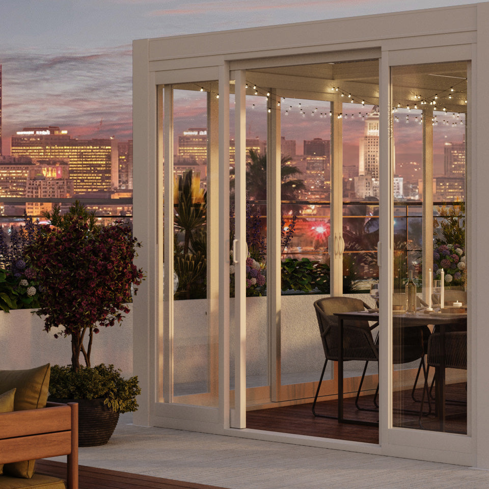 Cielos™ Louvered Roof Glass Pergola Outdoor Metal Gazebo Cabana Structure – White 13' × 10' ft