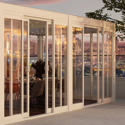 Cielos™ Louvered Roof Glass Pergola Outdoor Metal Gazebo Cabana Structure – White 20×10 ft