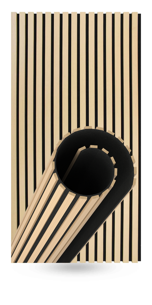 Flexible Acoustic Slat Wood Wall Paneling Soundproofing Siding – White Oak by SlatSolution®