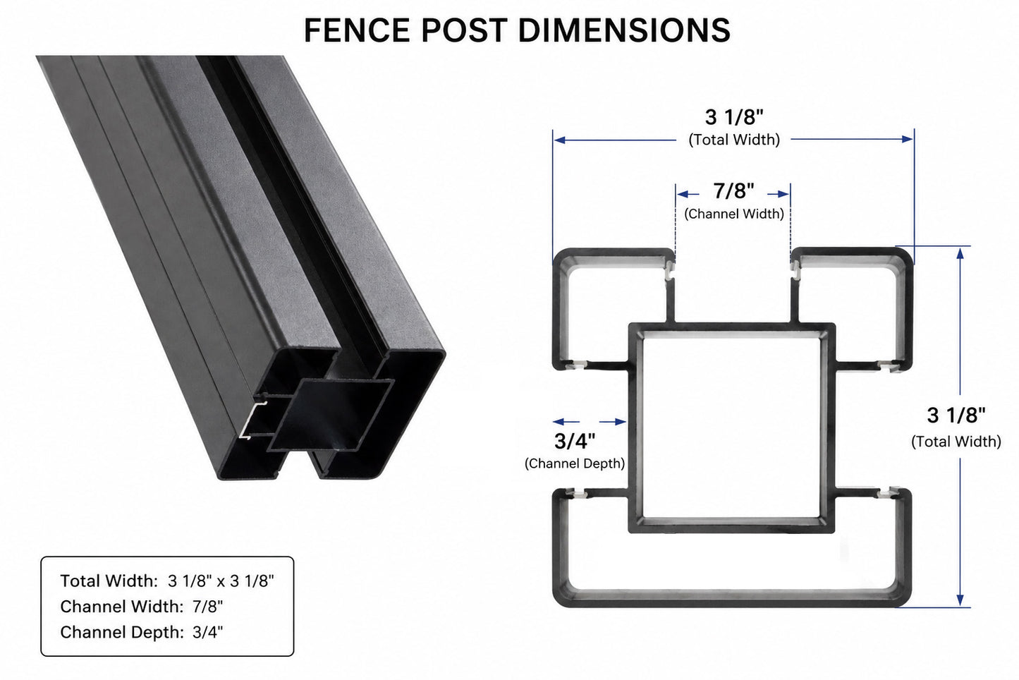 WPC Fence Post Dimentions Sleeve 