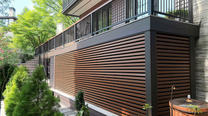 Dark Brown With Black Accents Exterior Slat Wall Paneling for Outdoors