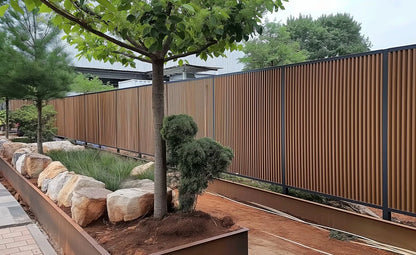 Teak Embossed Wood-Effect Exterior Slat Wall Paneling for Outdoors